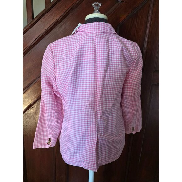 Talbots Plus Petite Pink Linen Gingham Blazer 14wp With Tags - Picture 3 of 7